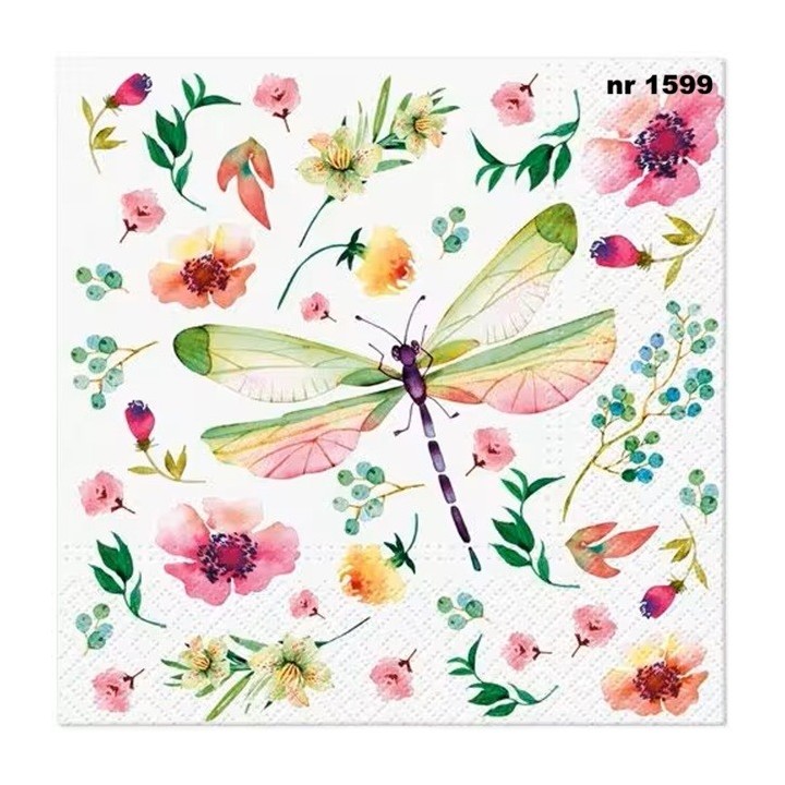 Pastel dragonfly servet 33x33cm