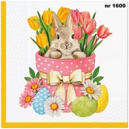 Flower bunny servet 33x33cm