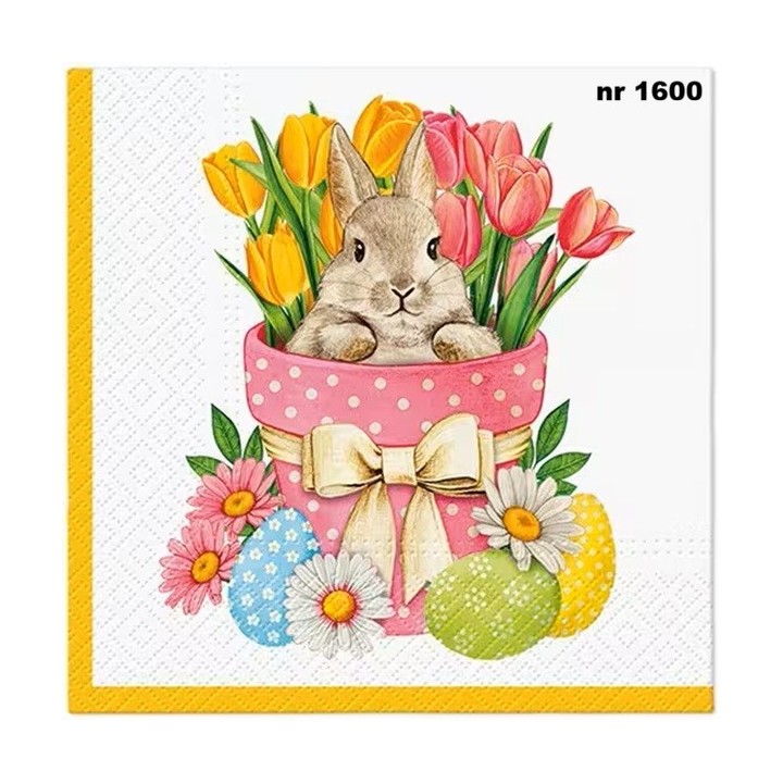 Flower bunny servet 33x33cm