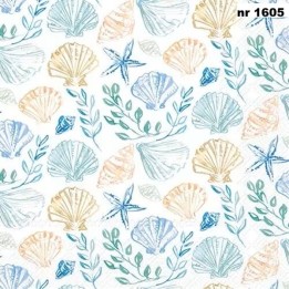 Blue shells servet 33x33cm