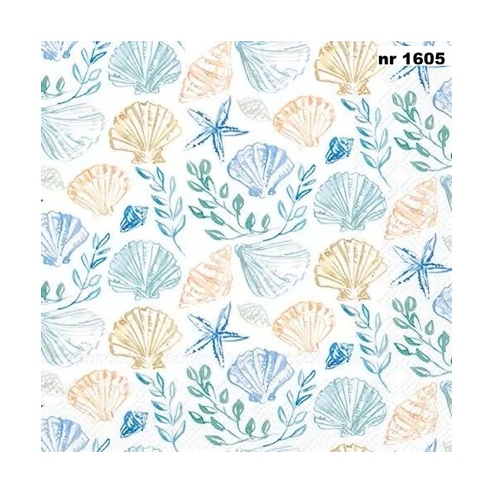 Blue shells servet 33x33cm