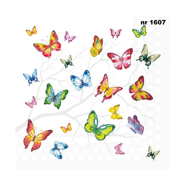 Colourful Butterflies servet 33x33cm