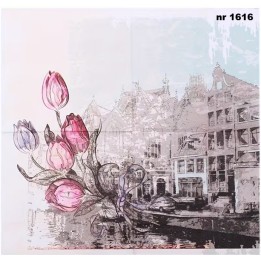 Amsterdam in tulips servet 33x33cm