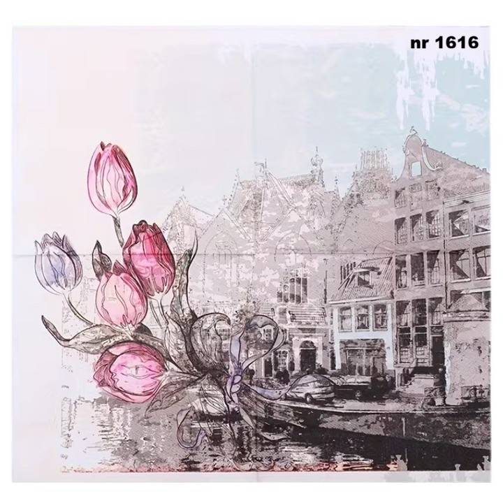 Amsterdam in tulips servet 33x33cm