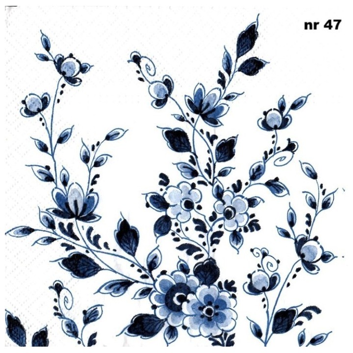 Bloesem delfts blauw servet 33x33cm