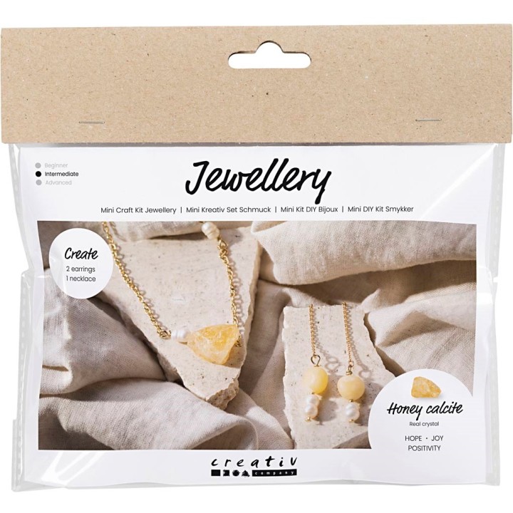 CC Mini hobbyset sieraden honingcalciet ketting en oorbellen