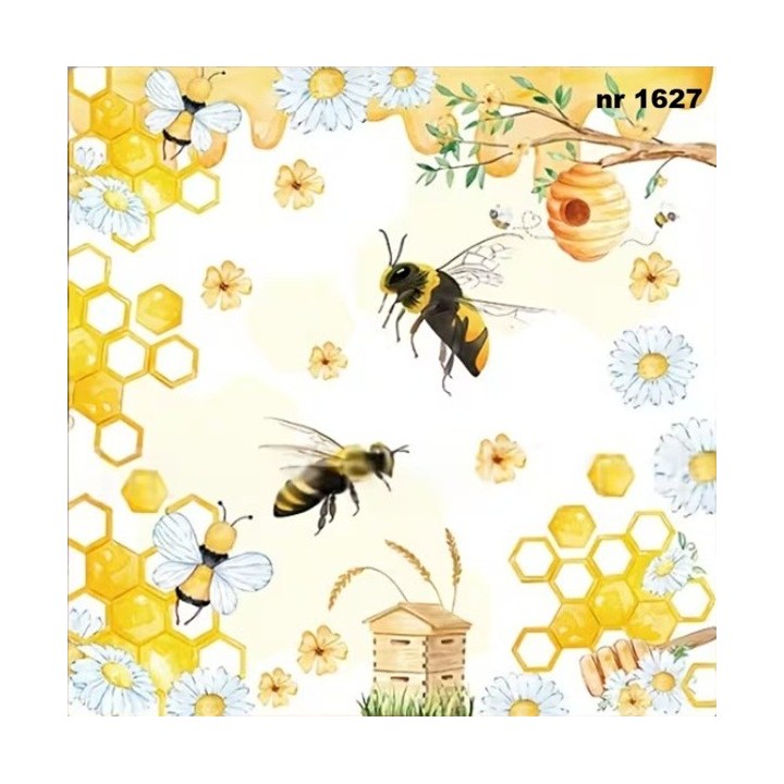 Bees with honey servet 33x33cm