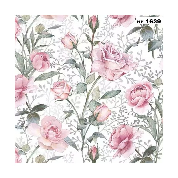 Pink Roses on Silver servet 33x33cm