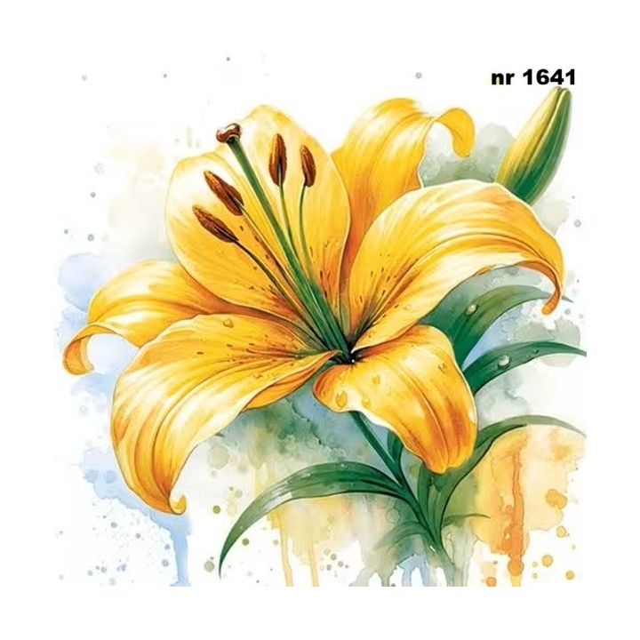 Watercolour Yellow Lily servet 33x33cm