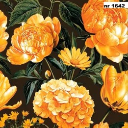Yellow Flowers on Black servet 33x33cm