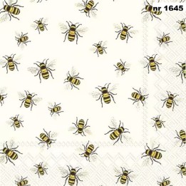 Lovely Bees white servet 33x33cm