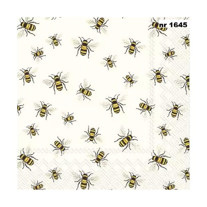 Lovely Bees white servet 33x33cm