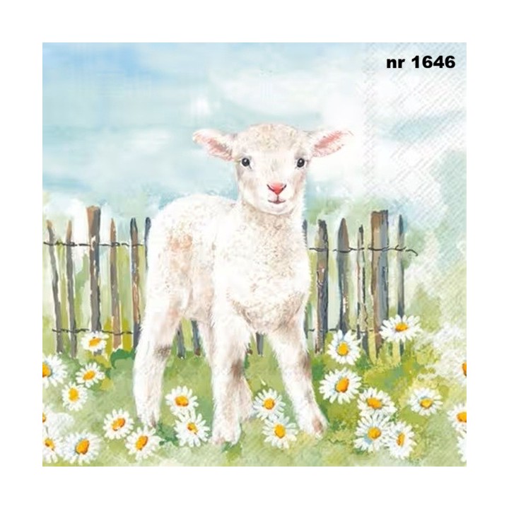 Lamb in the Meadow servet 33x33cm