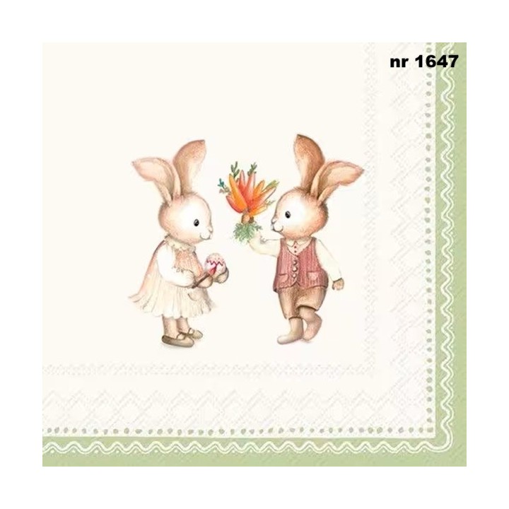 Easter Gifts cream green servet 33x33cm