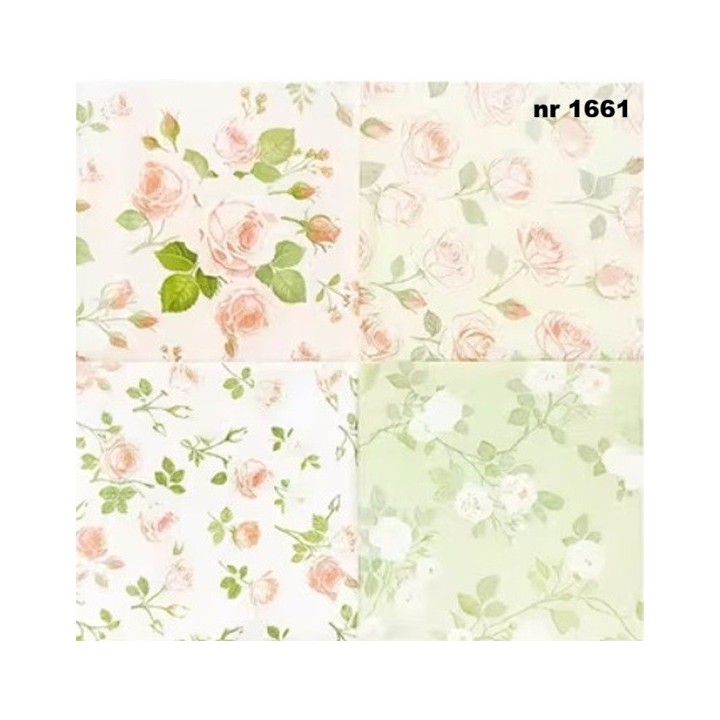 Roses in white and green servet 33x33cm