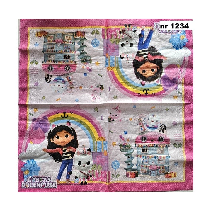 Gabby Dollhouse servet 33x33cm (av-12)