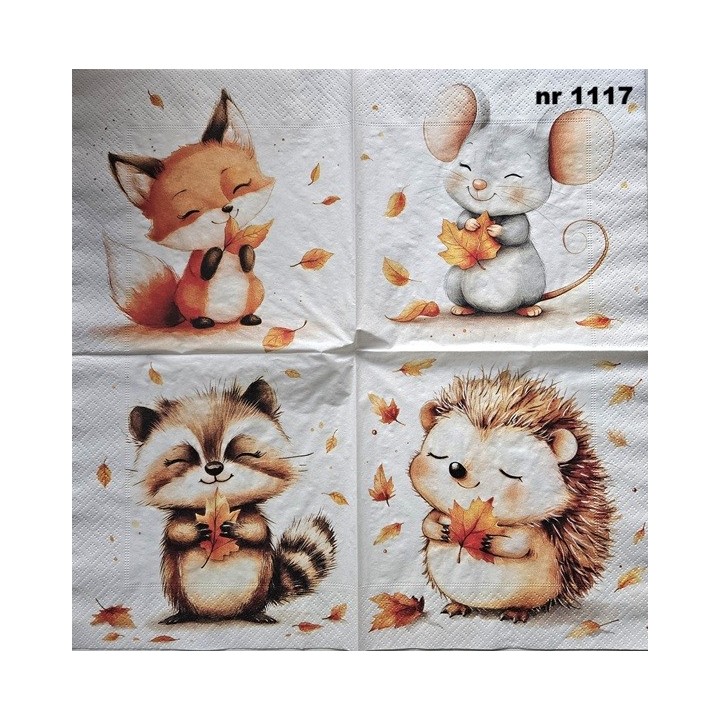 Lovely Autumn Animals servet 33x33cm