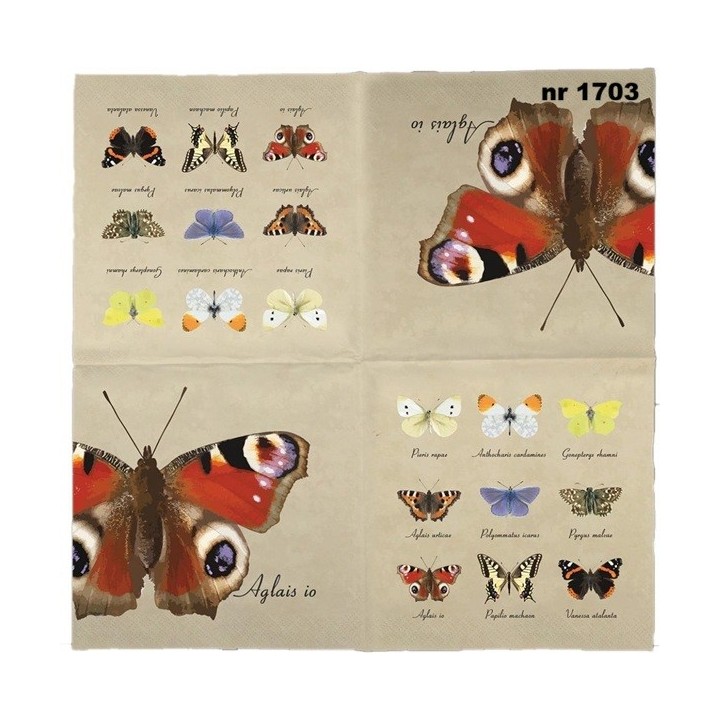 Vlinder servet 33x33cm