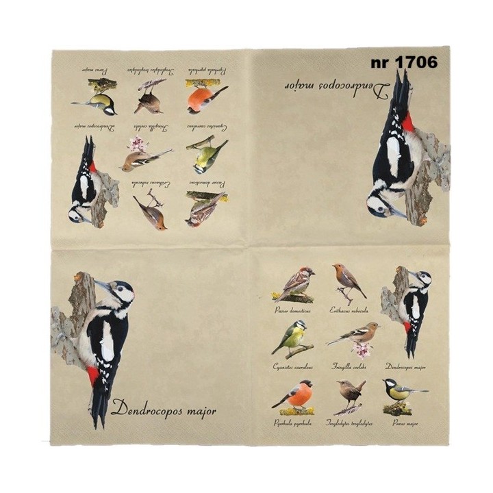 Vogel servet 33x33cm