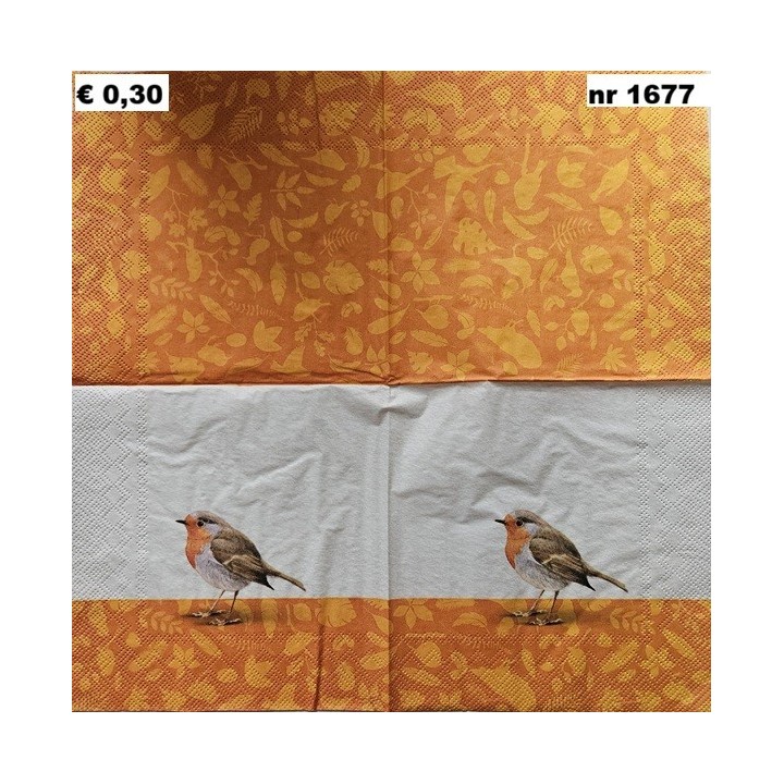 Drie vogels, Elwin van der Kolk, Vogelbescherming Nederland servet 33x33cm