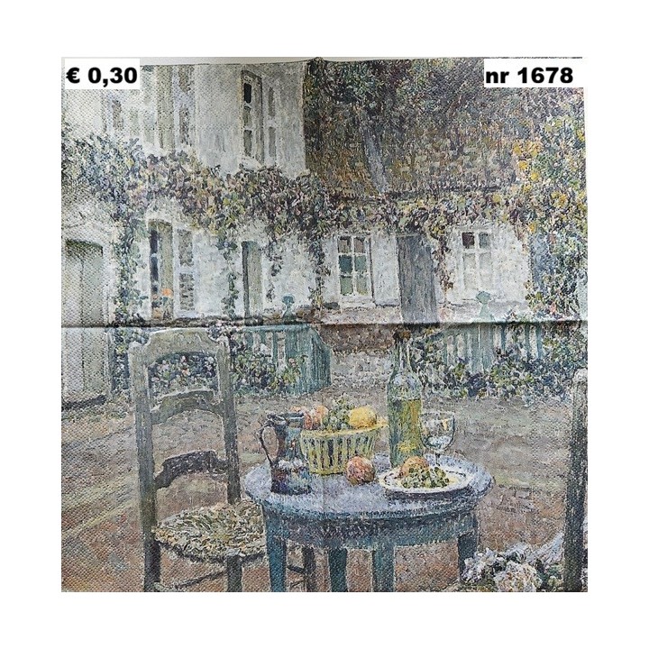 La Table bleue, Henri Le Sidaner, Singer Laren servet 33x33cm