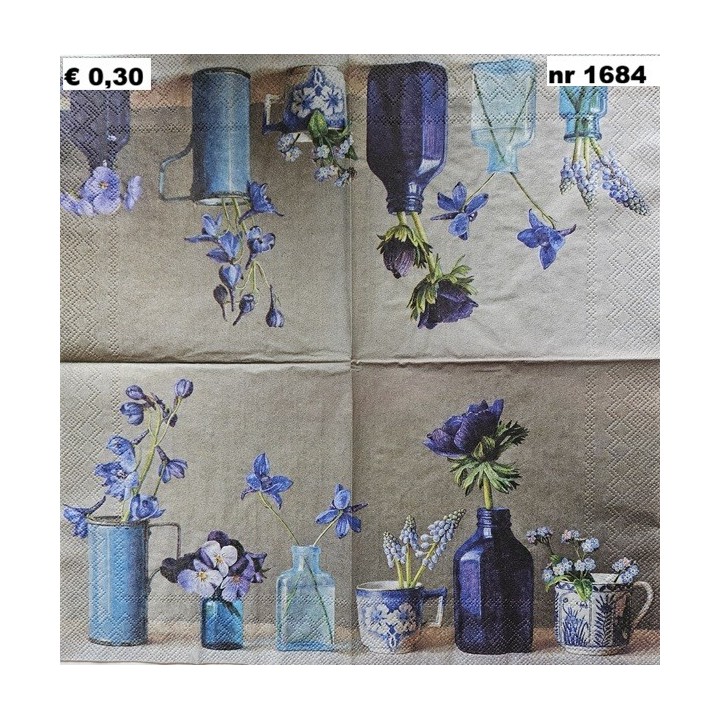 Bloemen op een rij, Ingrid Smuling servet 33x33cm
