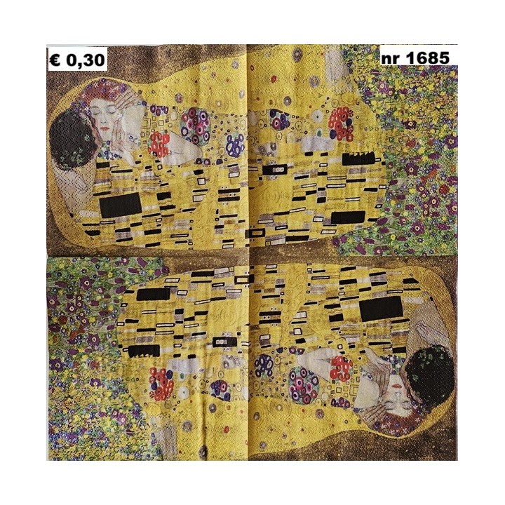 The Kiss, Gustav Klimt servet 33x33cm