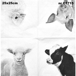Boerderijdieren servet 25x25cm