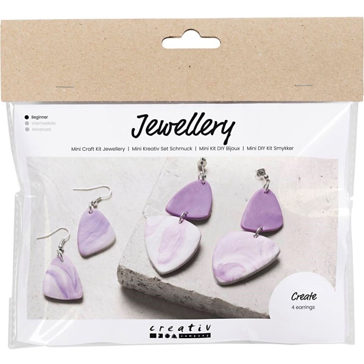 CC Mini hobbyset sieraden klei gemarmerde 4 oorbellen