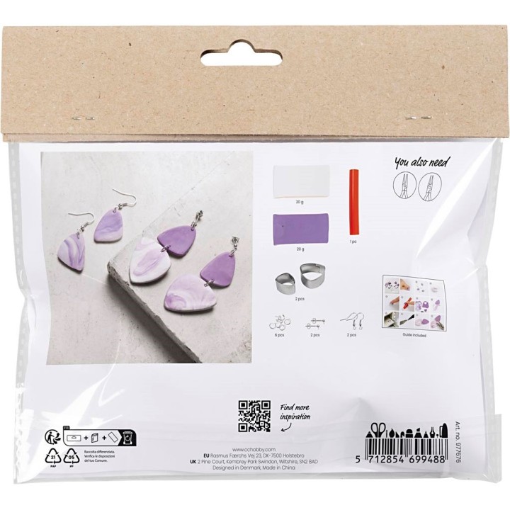 CC Mini hobbyset sieraden klei gemarmerde 4 oorbellen