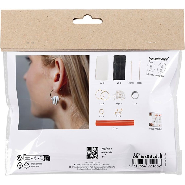 CC Mini hobbyset sieraden klei oorbellen zwart/wit
