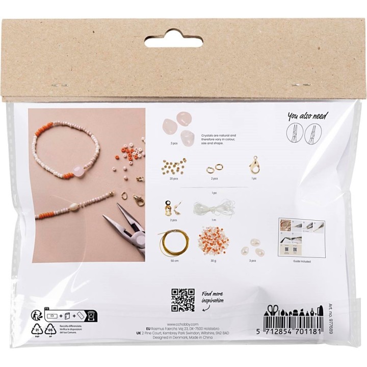 CC Mini hobbyset sieraden rozenkwarts ketting en armband