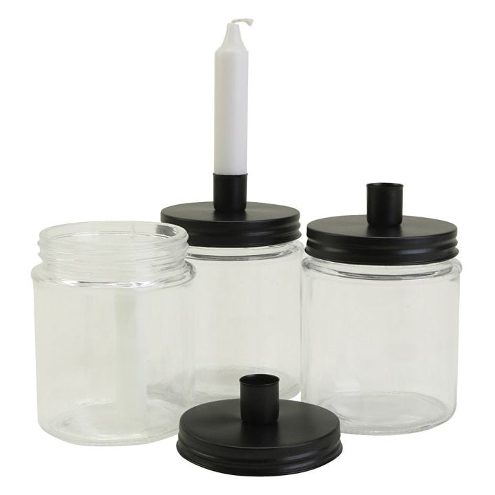 CC Glazen pot met kandelaar 15cm per stuk