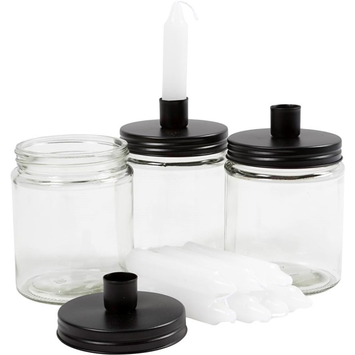 CC Glazen pot met kandelaar 15cm 6 stuks