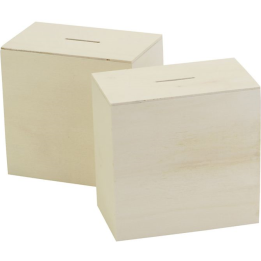 CC Houten spaarpot 10x10x6cm