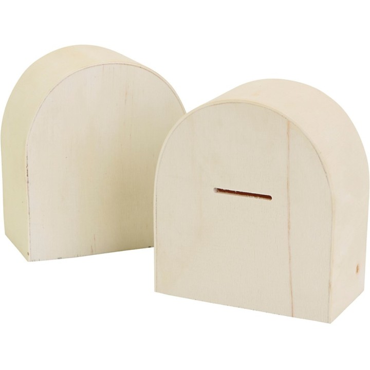 CC Houten spaarpot 10x9cm 12 stuks