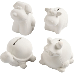 CC Terracotta spaarpot dieren 10cm 4 stuks