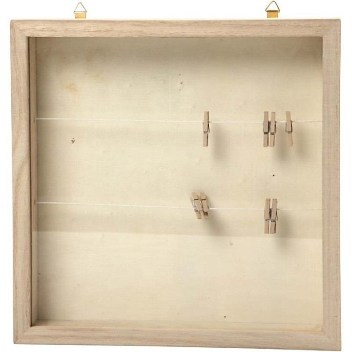 CC Houten 3D lijst waslijnen met knijpers 23x23 cm