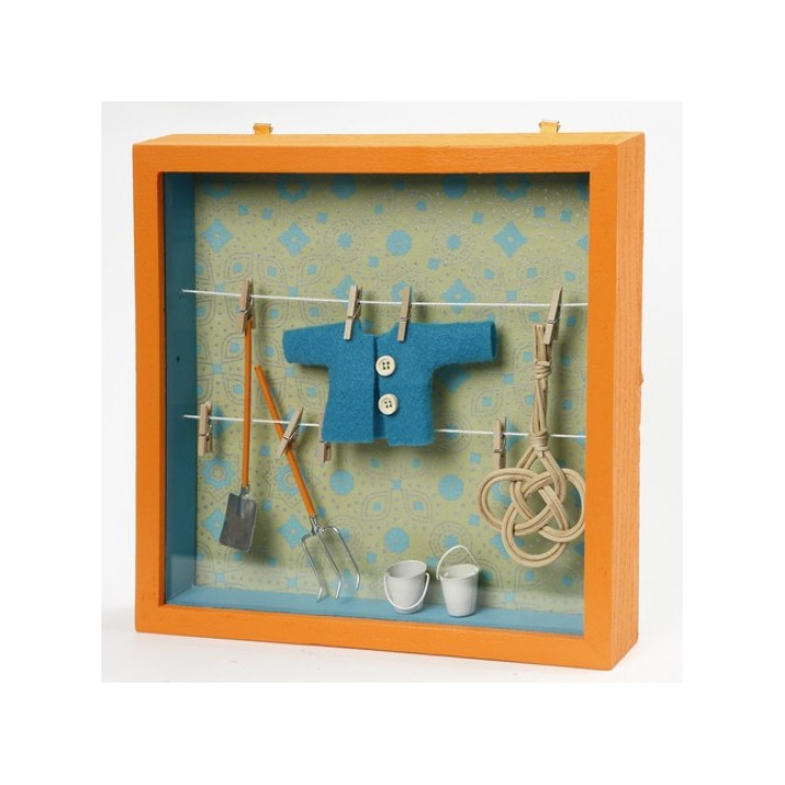 CC Houten 3D lijst waslijnen met knijpers 23x23 cm