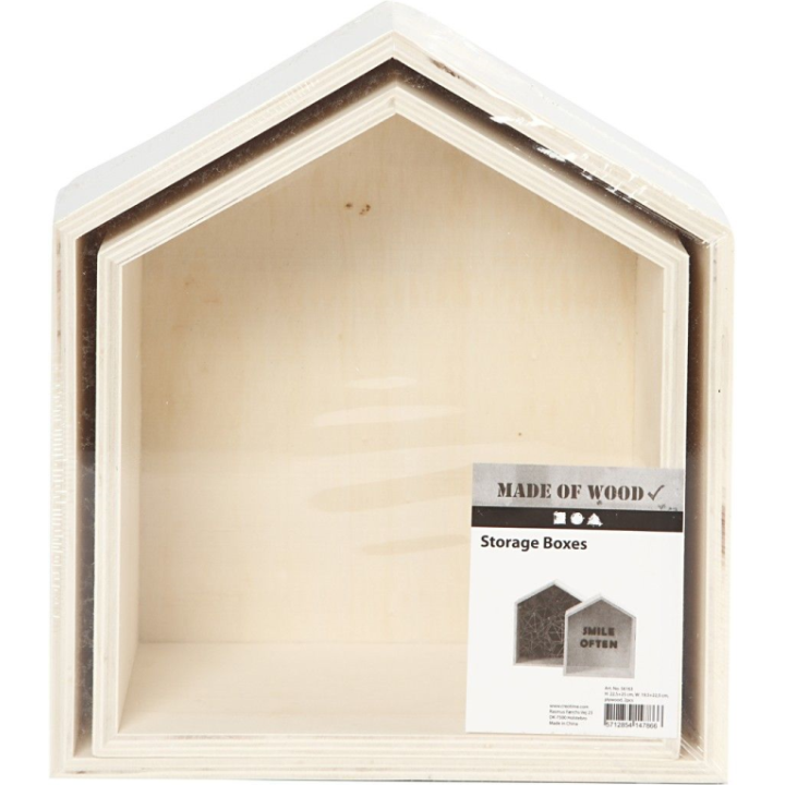 CC Houten showdozen huis set van 2 stuks