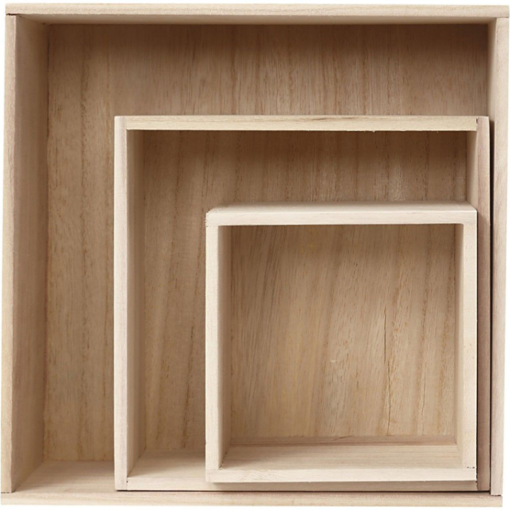 CC Houten showdozen vierkant set van 3 stuks