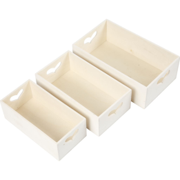 CC Houten opslagdozen hart set 3 stuks