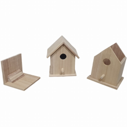 Houten vogelhuisje afneembaar dak 14x11x17cm