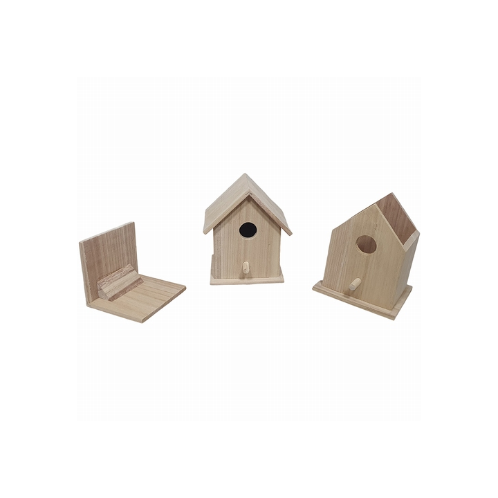 Houten vogelhuisje afneembaar dak 14x11x17cm