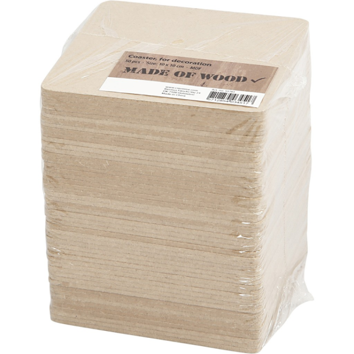 CC MDF onderzetters 10x10 cm 50 stuks