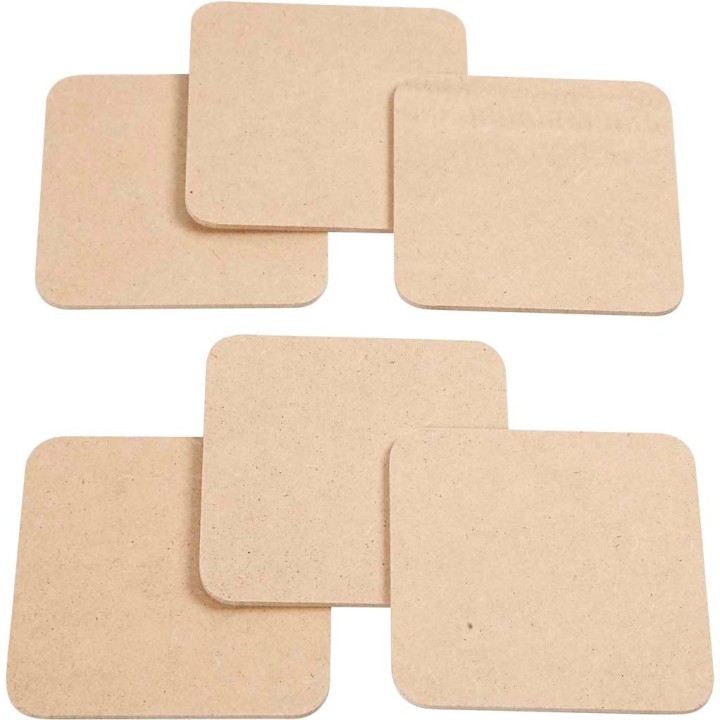 CC MDF onderzetters 10x10 cm 6 stuks