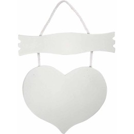 CC MDF Hart met bord 28x19 cm wit