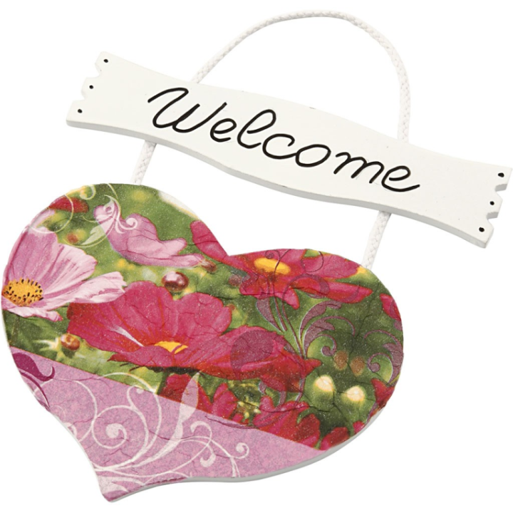 CC MDF Hart met bord 28x19 cm wit