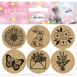 Aladine Ronde Houten Stempels Lente 6 stuks