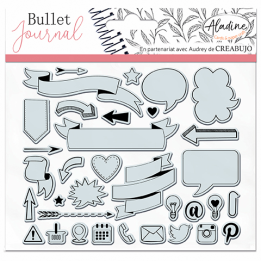 Aladine Stampo Bullet Journal Clear Stempels 16x16 cm Banners en Pictogrammen